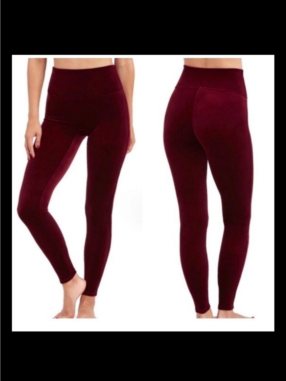 Spanx Shiny Velvet High Waisted Slimming Leggings in Deep Burgundy size Small